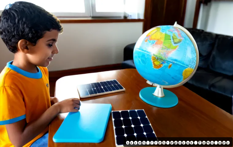 Home 17 기후변화 교육용 완구 추천 - Photorealistic educational climate change toy set on a bright family living room table in a Spanish ...